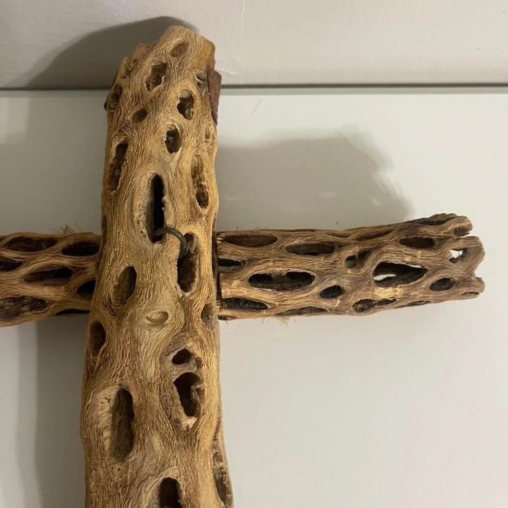 Vintage Rustic Driftwood cross with rope detail‎